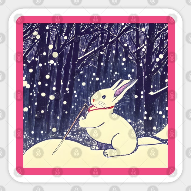 Christmas Snow Rabbit Beautiful Bunny of Mini Rex Sticker by wigobun